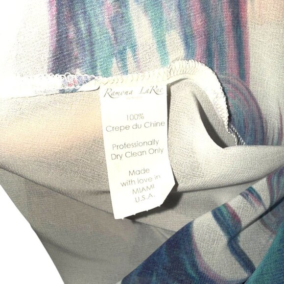 Ramona La Rue Betta Fish Print Crepe de Chine Batwing Blouse - OS - Picture 11 of 11